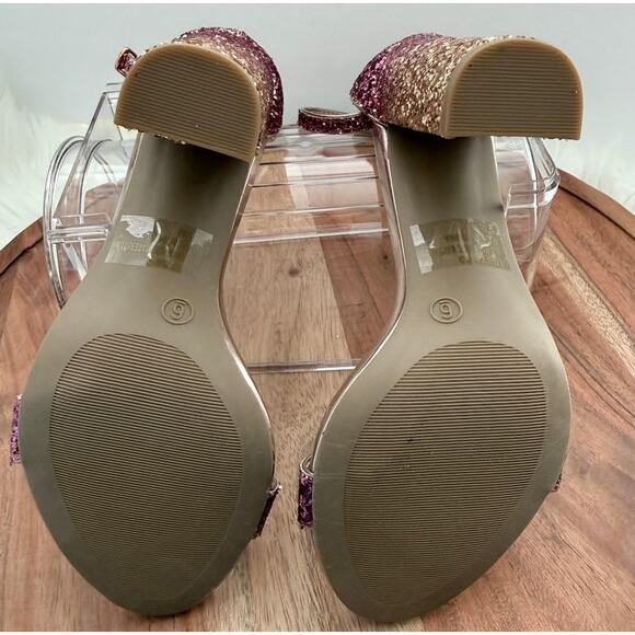 Charlotte Russe Shoes Womens Size 6 Purple Glitter Ombre Block Heel Ankle Strap - Picture 10 of 12